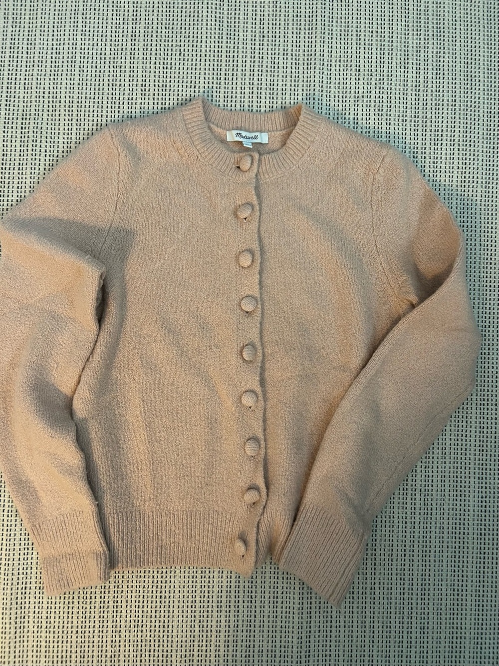 Madewell Beige Button-Front Crewneck Cardigan